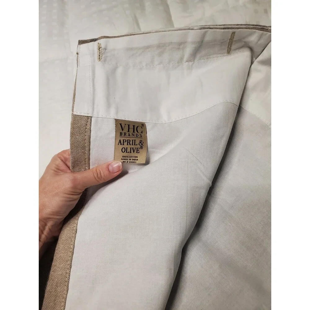 VHC BRANDS APRIL&OLIVE SHOWER CURTAIN Tan Creame And Blue Stripes ONE PANEL
